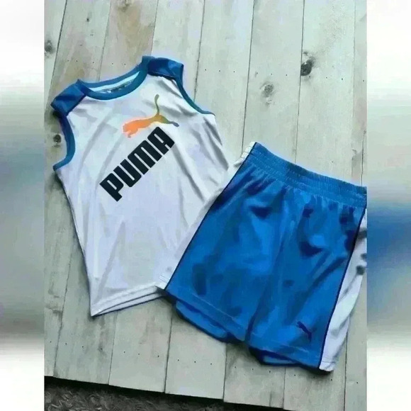 NWT Neon Puma Graphics Tank Top And Shorts Set Boys Size 5 - Picture 1 of 6